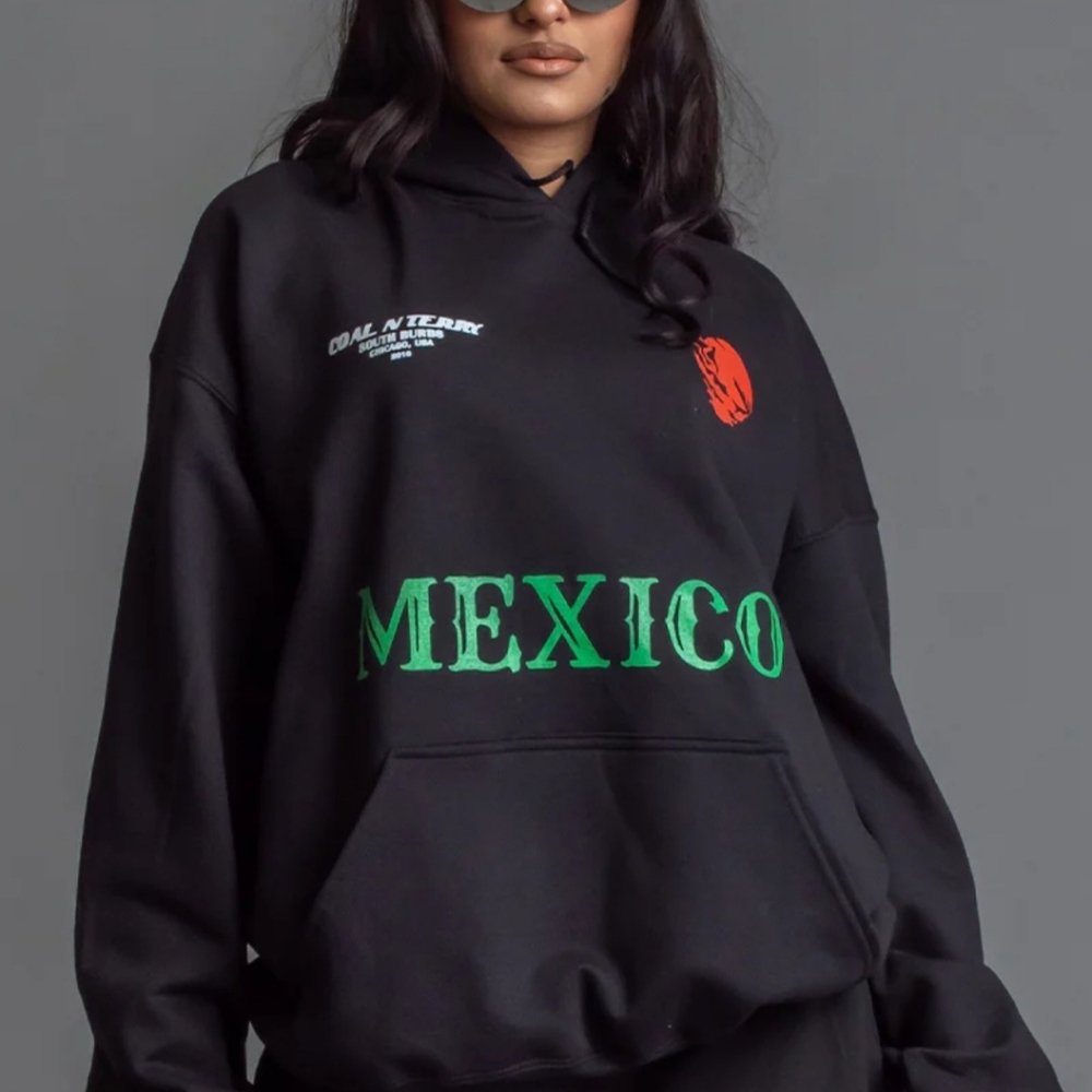 Coal N Terry Black Hoodie with Mexico Print